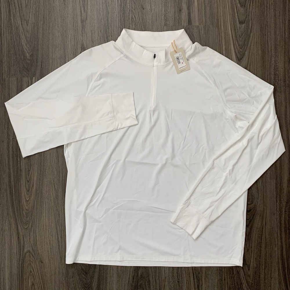 NEW Peter Millar  Crown Sport‎ Perth Performance White 2XL 1/4 Zip Mock Collar - Picture 2 of 9